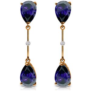 ALARRI 14K Solid Rose Gold Diamonds & Sapphires Dangling Earrings