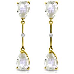 ALARRI 14K Solid Gold Diamonds & White Topaza Dangling Earrings