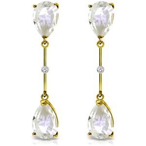 ALARRI 14K Solid Gold Diamonds & White Topaza Dangling Earrings