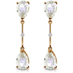 ALARRI 14K Solid Rose Gold Diamonds & White Topaza Dangling Earrings