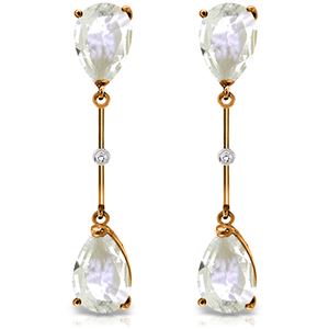 ALARRI 14K Solid Rose Gold Diamonds & White Topaza Dangling Earrings