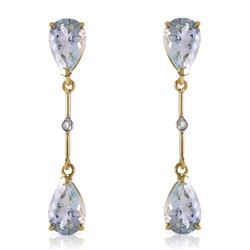 ALARRI 14K Solid Gold Diamonds & Aquamarines Dangling Earrings
