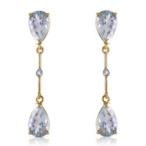 ALARRI 14K Solid Gold Diamonds & Aquamarines Dangling Earrings