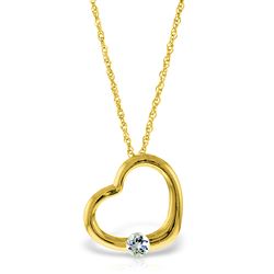 ALARRI 14K Solid Gold Heart Necklace w/ Natural Aquamarine