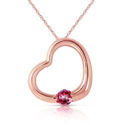 ALARRI 14K Solid Rose Gold Heart Necklace w/ Natural Pink Topaz