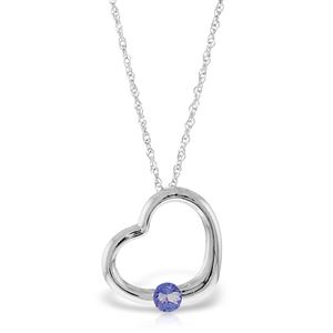 ALARRI 14K Solid White Gold Heart Necklace w/ Natural Tanzanite