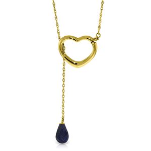 ALARRI 14K Solid Gold Heart Necklace w/ Drop Briolette Natural Sapphire