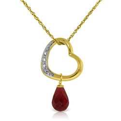 ALARRI 14K Solid Gold Heart Necklace w/ Natural Diamond & Ruby