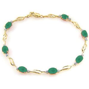 ALARRI 14K Solid Gold Tennis Bracelet w/ Emeralds & Diamonds