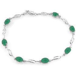ALARRI 14K Solid White Gold Tennis Bracelet w/ Emeralds & Diamonds