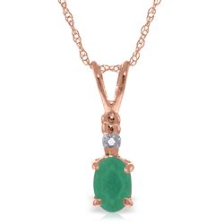 ALARRI 14K Solid Rose Gold Necklace w/ Natural Diamond & Emerald