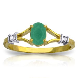 ALARRI 14K Solid Gold Ring w/ Natural Diamonds & Emerald