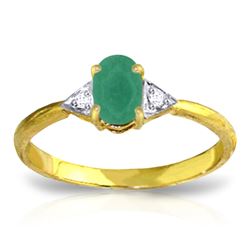ALARRI 14K Solid Gold Ring w/ Natural Diamonds & Emerald