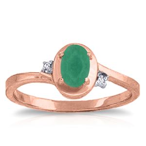 ALARRI 14K Solid Rose Gold Rings w/ Natural Diamonds & Emerald