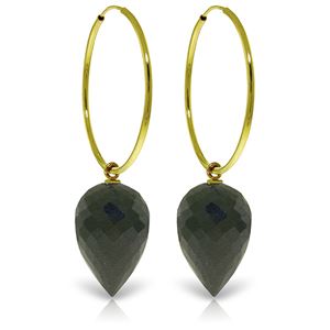 ALARRI 14K Solid Gold Hoop Earrings w/ Pointy Briolette Drop Black Spinel