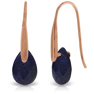 ALARRI 14K Solid Rose Gold Fish Hook Earrings w/ Dangling Briolette Sapphires