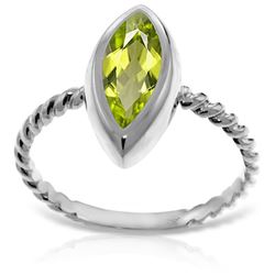 ALARRI 14K Solid White Gold Rings w/ Natural Marquis Peridot