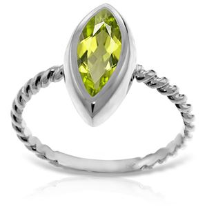 ALARRI 14K Solid White Gold Rings w/ Natural Marquis Peridot