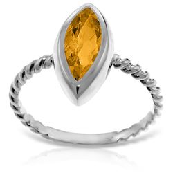 ALARRI 14K Solid White Gold Rings w/ Natural Marquis Citrine