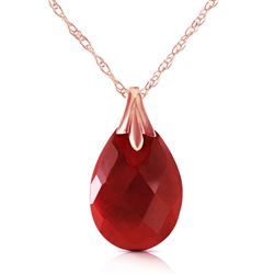 ALARRI 14K Solid Rose Gold Necklace w/ Natural Diamondyed Ruby