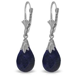 ALARRI 14K Solid White Gold Leverback Earrings w/ Dyed Sapphires