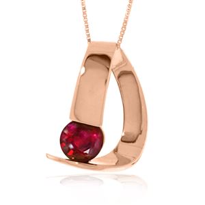 ALARRI 14K Solid Rose Gold Modern Necklace w/ Natural Ruby