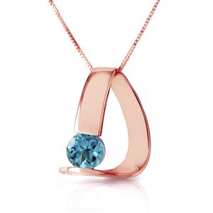 ALARRI 14K Solid Rose Gold Modern Necklace w/ Natural Blue Topaz