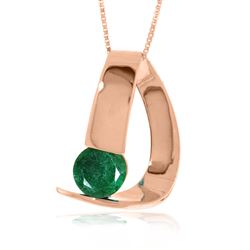 ALARRI 14K Solid Rose Gold Modern Necklace w/ Natural Emerald