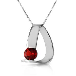 ALARRI 14K Solid White Gold Modern Necklace w/ Natural Garnet