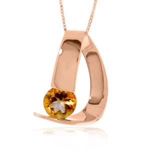 ALARRI 14K Solid Rose Gold Modern Necklace w/ Natural Citrine