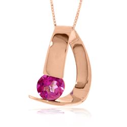 ALARRI 14K Solid Rose Gold Modern Necklace w/ Natural Pink Topaz