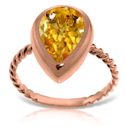 ALARRI 14K Solid Rose Gold Rings w/ Natural Pear Shape Citrine