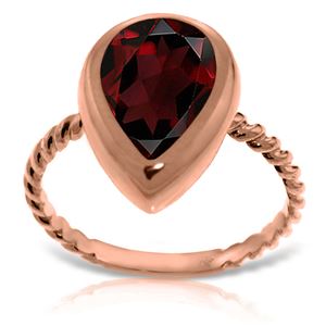 ALARRI 14K Solid Rose Gold Rings w/ Natural Pear Shape Garnet