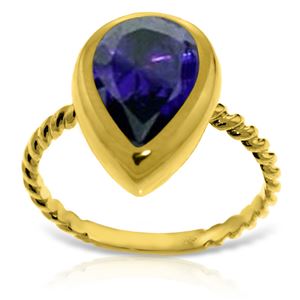 ALARRI 14K Solid Gold Rings w/ Natural Pear Shape Sapphire