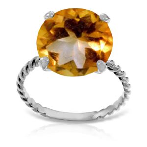 ALARRI 14K Solid White Gold Ring w/ Natural 12.0 mm Round Citrine