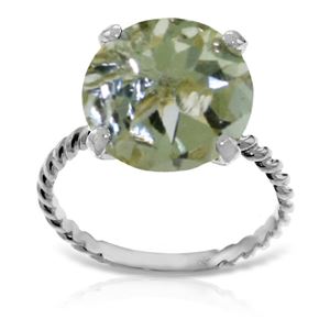 ALARRI 14K Solid White Gold Ring w/ Natural 12.0 mm Round Green Amethyst