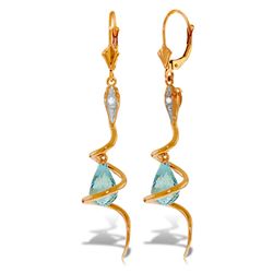 ALARRI 14K Solid Rose Gold Snake Earrings w/ Dangling Briolette Blue Topaz & Diamonds