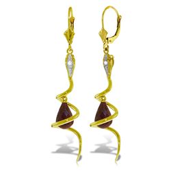 ALARRI 14K Solid Gold Snake Earrings w/ Briolette Dyed Rubies & Diamonds