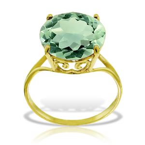 ALARRI 14K Solid Gold Ring w/ Natural 12.0 mm Round Green Amethyst