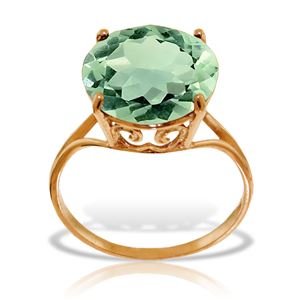 ALARRI 14K Solid Rose Gold Ring w/ Natural 12.0 mm Round Green Amethyst