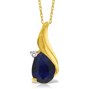 ALARRI 14K Solid Gold Necklace w/ Natural Diamond & Sapphire