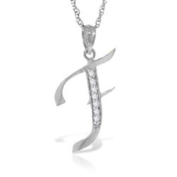 ALARRI 14K Solid White Gold Necklace with Natural Diamonds Initial 'f' Pendant