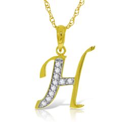 ALARRI 14K Solid Gold Necklace with Natural Diamonds Initial 'h' Pendant