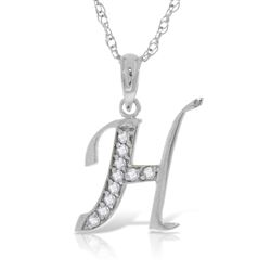 ALARRI 14K Solid White Gold Necklace with Natural Diamonds Initial 'h' Pendant