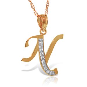 ALARRI 14K Solid Rose Gold Necklace w/ Natural Diamonds Initial 'n' Pendant