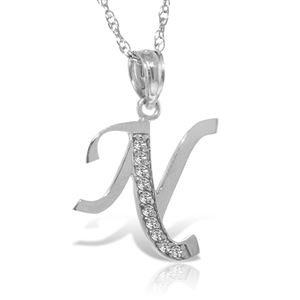 ALARRI 14K Solid White Gold Necklace w/ Natural Diamonds Initial 'n' Pendant