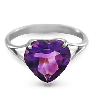 ALARRI 14K Solid White Gold Ring w/ Natural 10.0 mm Heart Amethyst