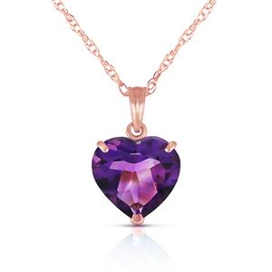 ALARRI 14K Solid Rose Gold Necklace w/ Natural 10mm Heart Amethyst