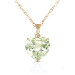 ALARRI 14K Solid Gold Necklace with Natural 10mm Heart Green Amethyst