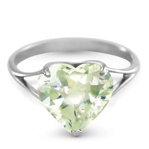 ALARRI 14K Solid White Gold Ring w/ Natural 10.0 mm Heart Green Amethyst